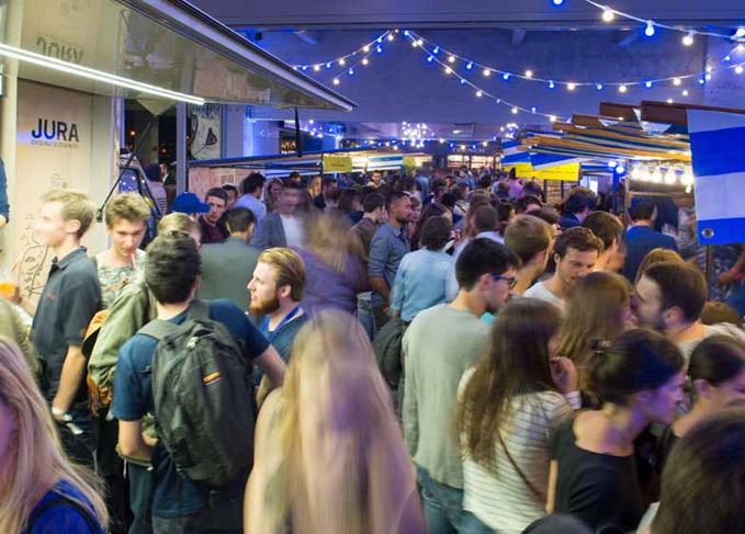 Hustle and bustle: Cocktail Street was packed with imbibers looking for mixed drink delights Whisky Live Paris 2016