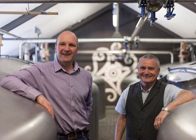 Changing of the guard: Graham Logan will take over from Willie Cochrane Graham Logan and Willie Cochrane at Jura distillery