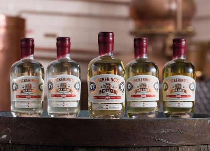 Regional variations: Pickering's five-strong oak-aged gin range Pickering's oak-aged gin range