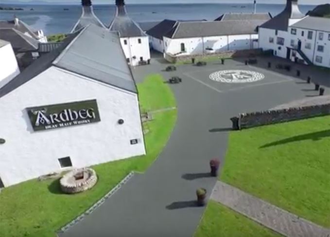 Away with the angels: Ardbeg distillery as seen from the air A bird's eye view of Ardbeg distillery