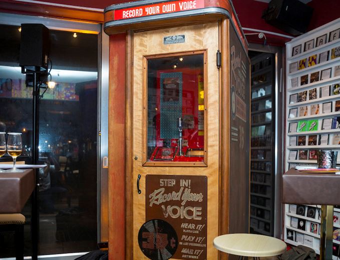 Step inside: the 1940s recording booth is believed to be one of only two in existence Aberlour Voice-o-Graph