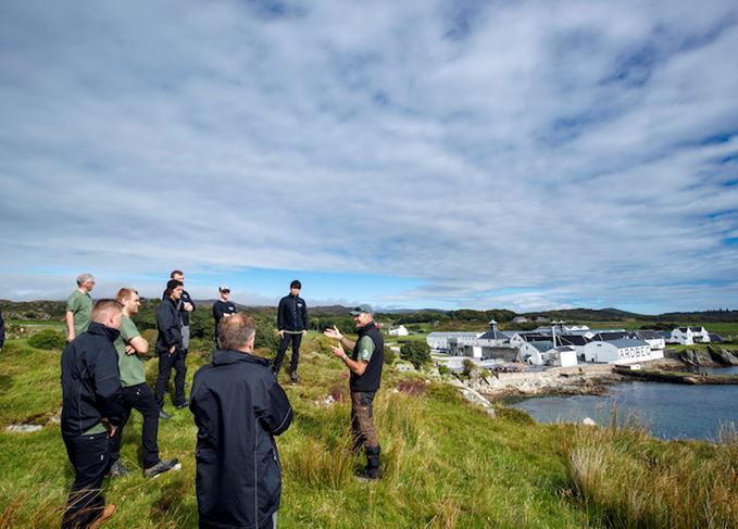 Spirit of adventure: Contestants assemble on the hill overlooking Ardbeg Bay Ardbeg Ardventurer Challenge