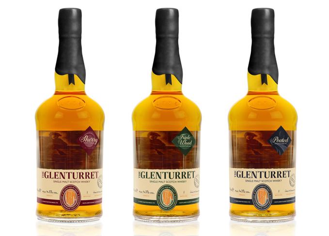 Glenturret's core line-up: Sherry, Triple Wood and Peated Editions. Glenturret single malt whiskies
