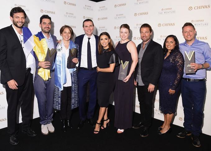 Nothing Ventured...: Funding winners in New York, pictured with actress Eva Longoria and Pernod Ricard CEO Alex Ricard The Venture winners
